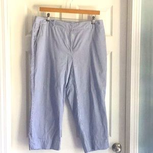 Talbots blue and white stripe wide leg crop 16 W